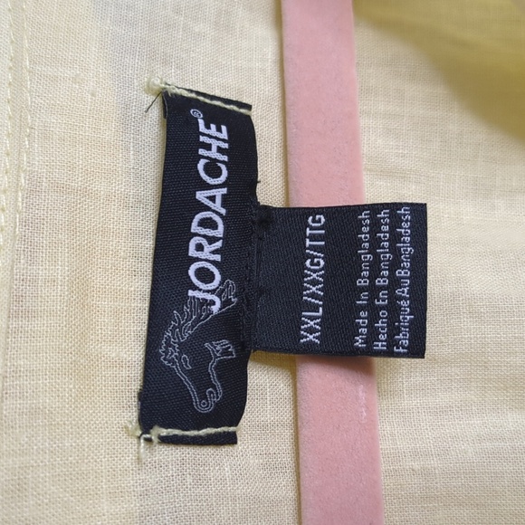 Jordache XXL Linen Blend Yellow Button-Up Tie Front Top - Picture 5 of 11